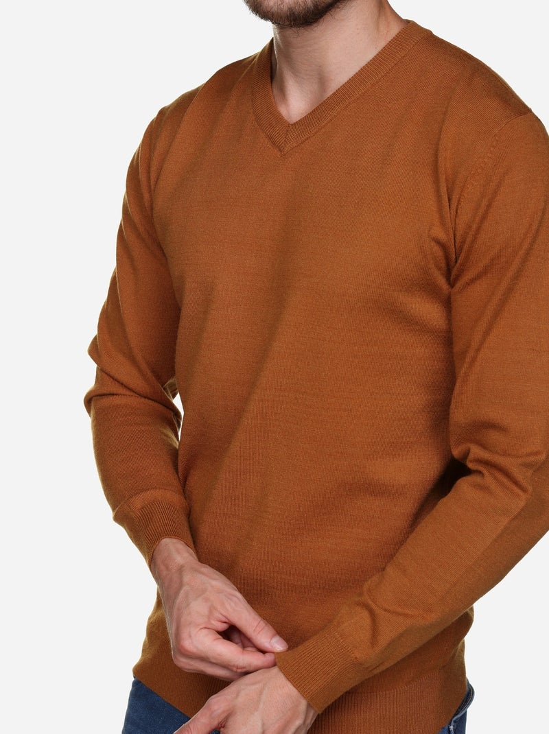 Jersey de vestir con cuello en V - Yves Enzo Camel - Kiabi