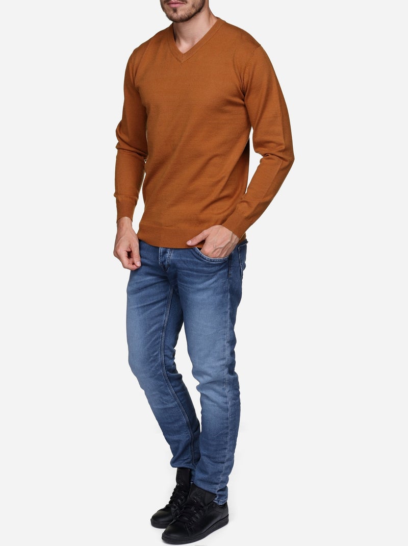 Jersey de vestir con cuello en V - Yves Enzo Camel - Kiabi