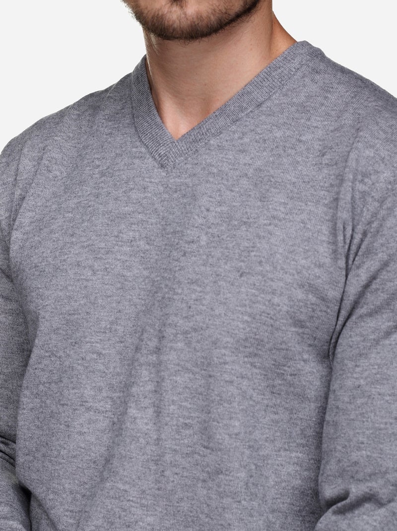 Jersey de vestir con cuello en V - Yves Enzo Gris - Kiabi