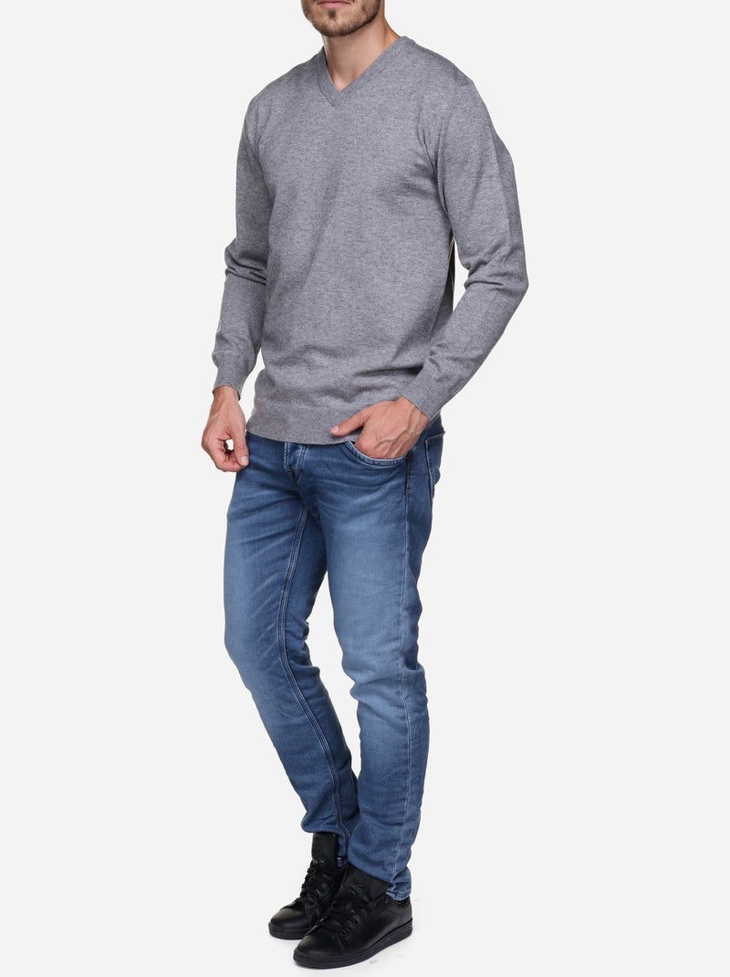 Jersey de vestir con cuello en V - Yves Enzo Gris - Kiabi