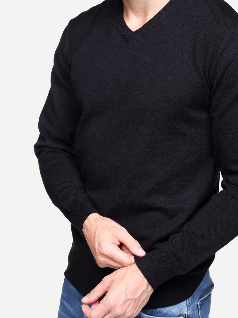 Jersey de vestir con cuello en V - Yves Enzo Negro - Kiabi