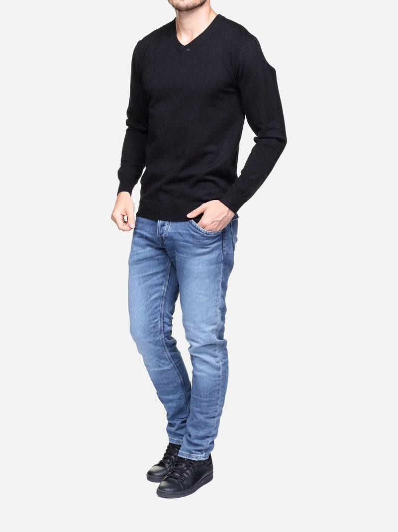 Jersey de vestir con cuello en V - Yves Enzo Negro - Kiabi