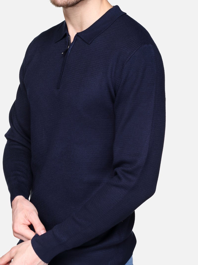 Jersey de vestir con cuello polo y cremallera - Frilivin Azul oscuro - Kiabi