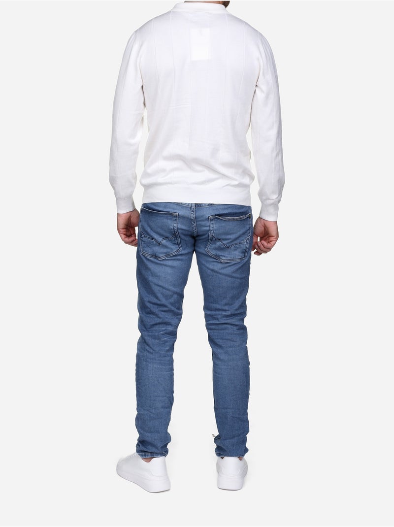 Jersey de vestir con cuello polo y cremallera - Frilivin Blanco - Kiabi