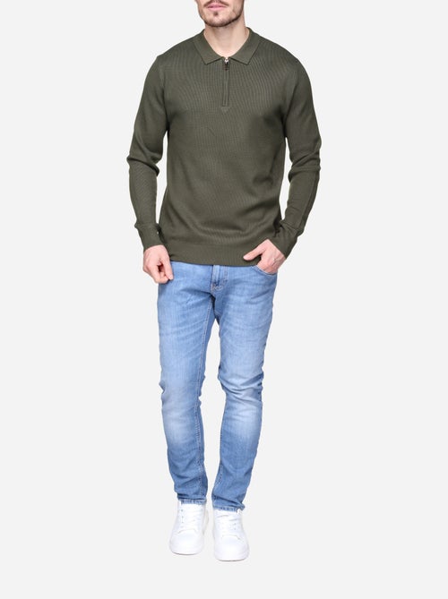 Jersey de vestir con cuello polo y cremallera - Frilivin - Kiabi Jersey de vestir con cuello polo y cremallera - Frilivin - Kiabi