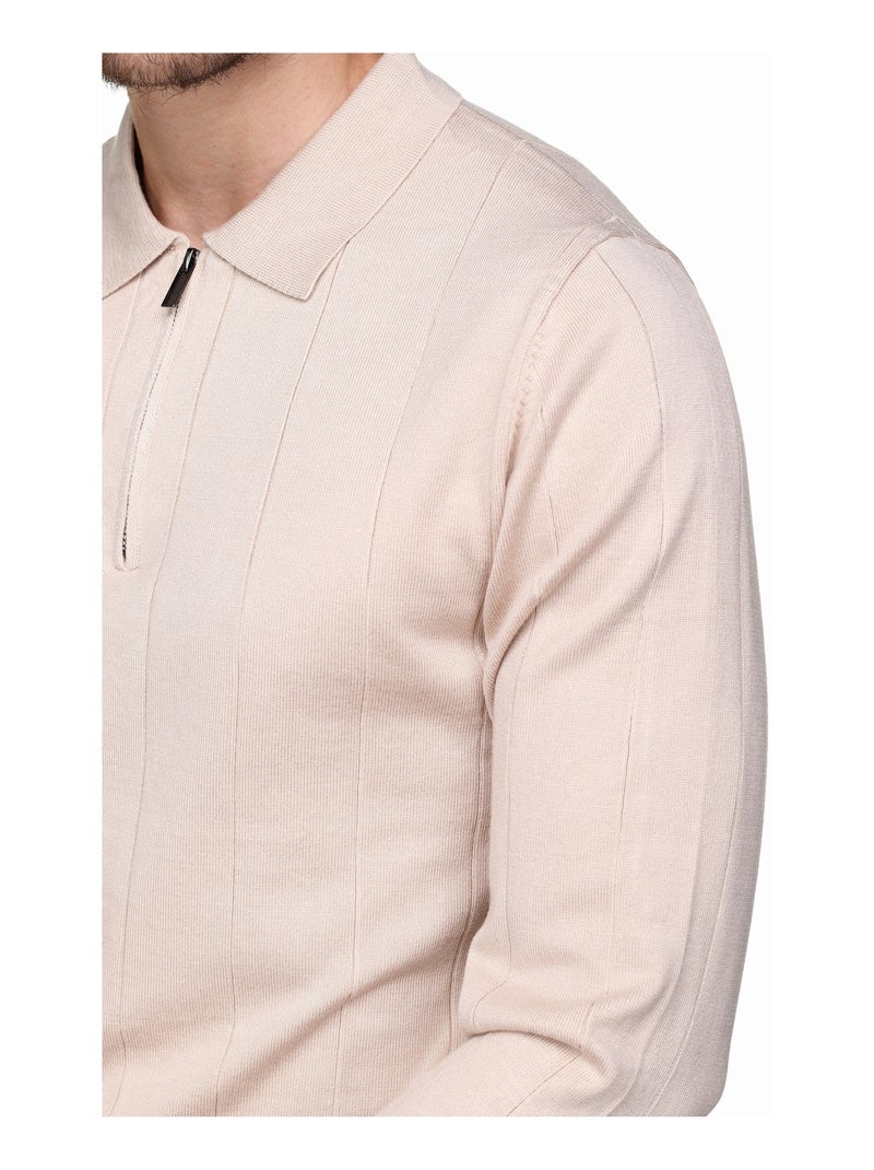 Jersey de vestir con cuello polo y cremallera - Frilivin Crema - Kiabi