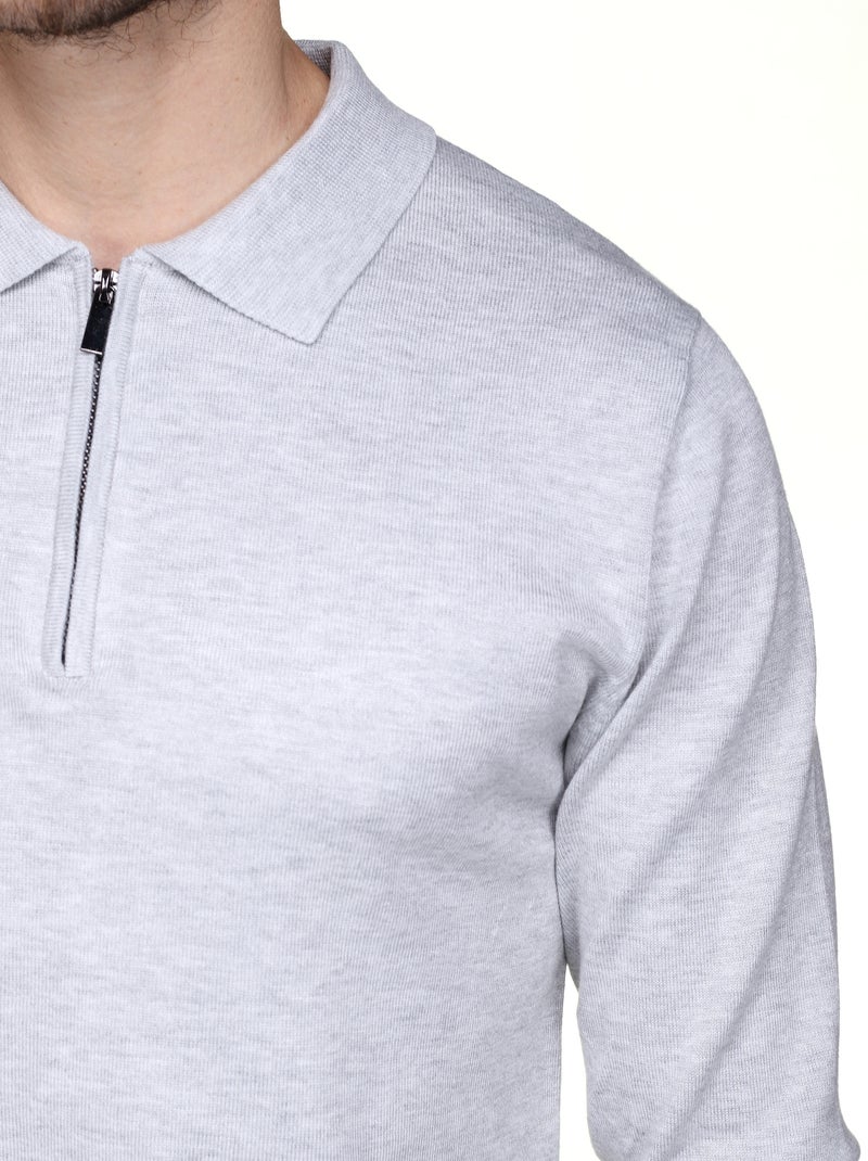 Jersey de vestir con cuello polo y cremallera - Frilivin Gris - Kiabi