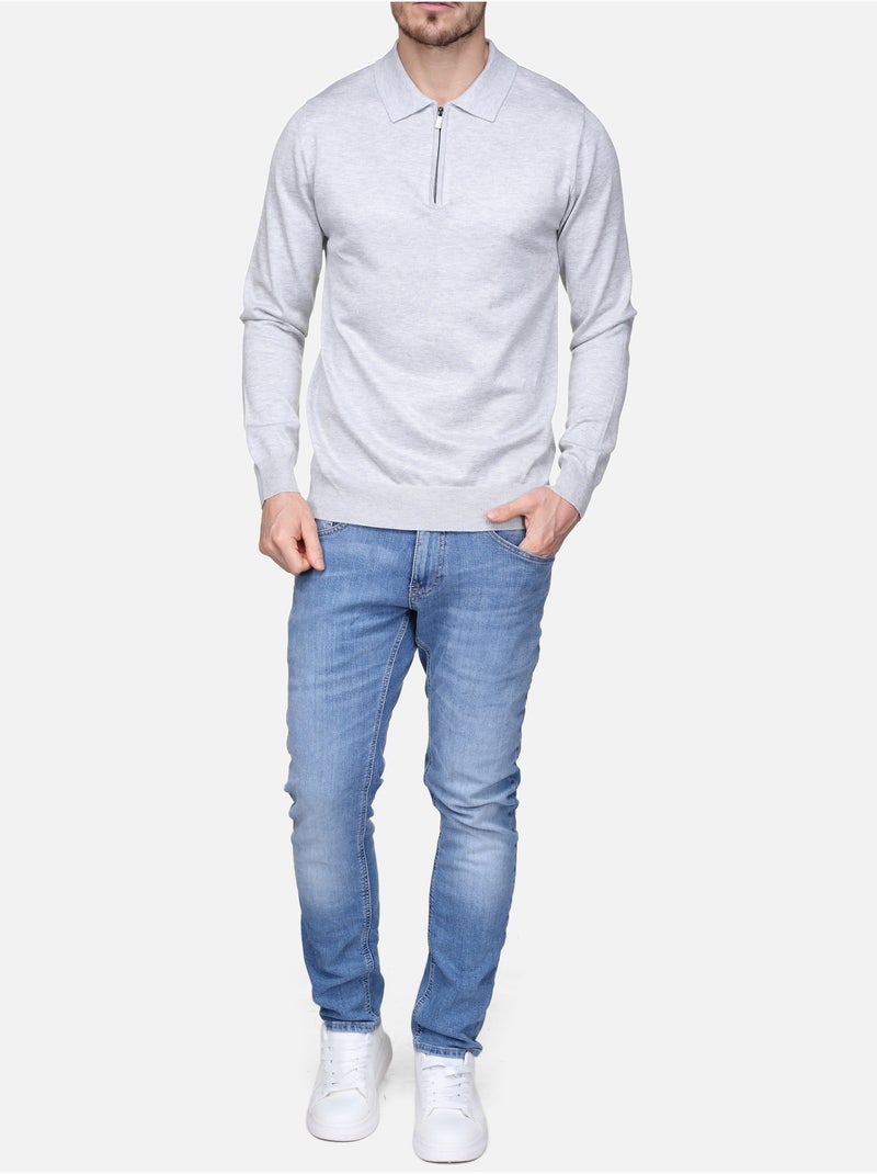 Jersey de vestir con cuello polo y cremallera - Frilivin Gris - Kiabi