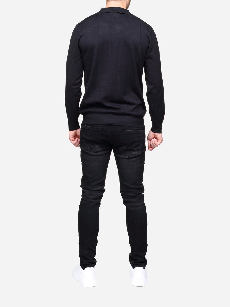 Jersey de vestir con cuello polo y cremallera - Frilivin Negro - Kiabi