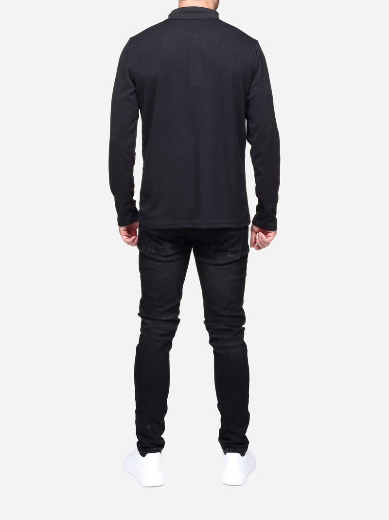 Jersey de vestir con cuello polo y cremallera - Frilivin Negro - Kiabi