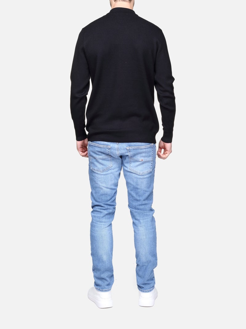 Jersey de vestir con cuello polo y cremallera - Frilivin Negro - Kiabi