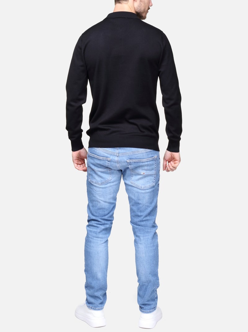 Jersey de vestir con cuello polo y cremallera - Frilivin Negro - Kiabi