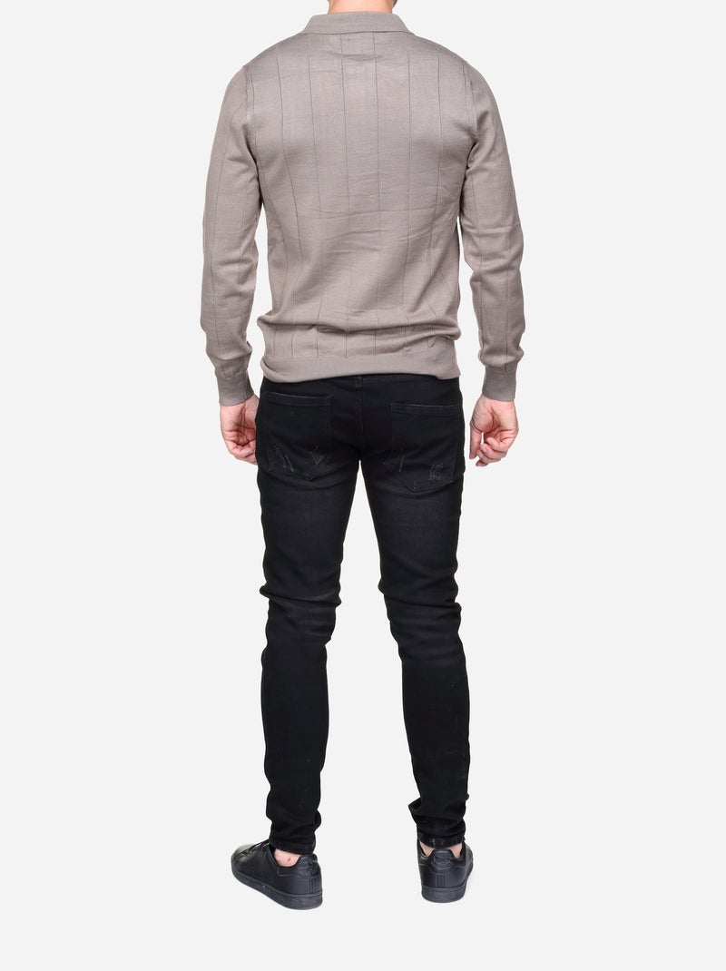 Jersey de vestir con cuello polo y cremallera - Frilivin Taupe - Kiabi