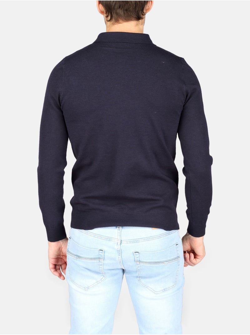 Jersey de vestir con cuello polo y cremallera - Kenzarro Azul - Kiabi