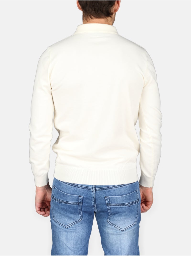 Jersey de vestir con cuello polo y cremallera - Kenzarro Blanco - Kiabi