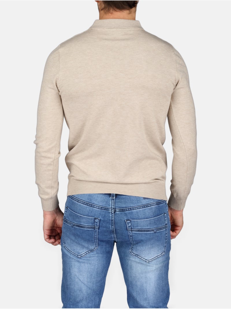 Jersey de vestir con cuello polo y cremallera - Kenzarro Crema - Kiabi