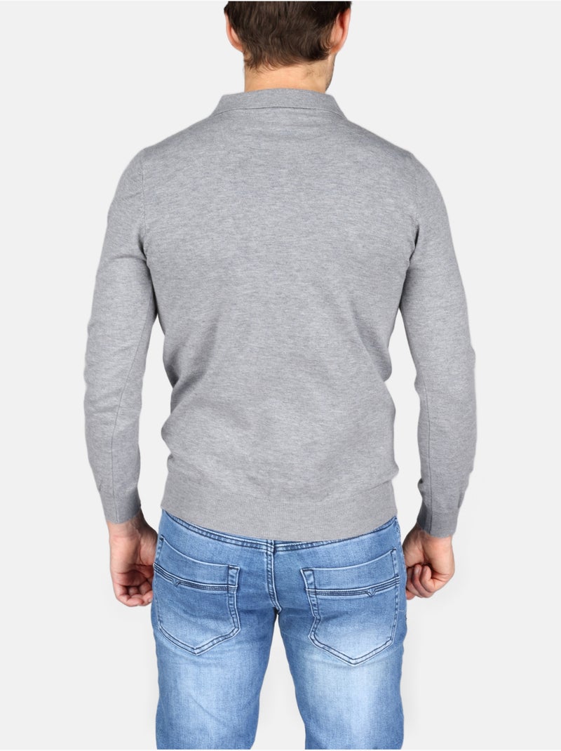 Jersey de vestir con cuello polo y cremallera - Kenzarro Gris claro - Kiabi