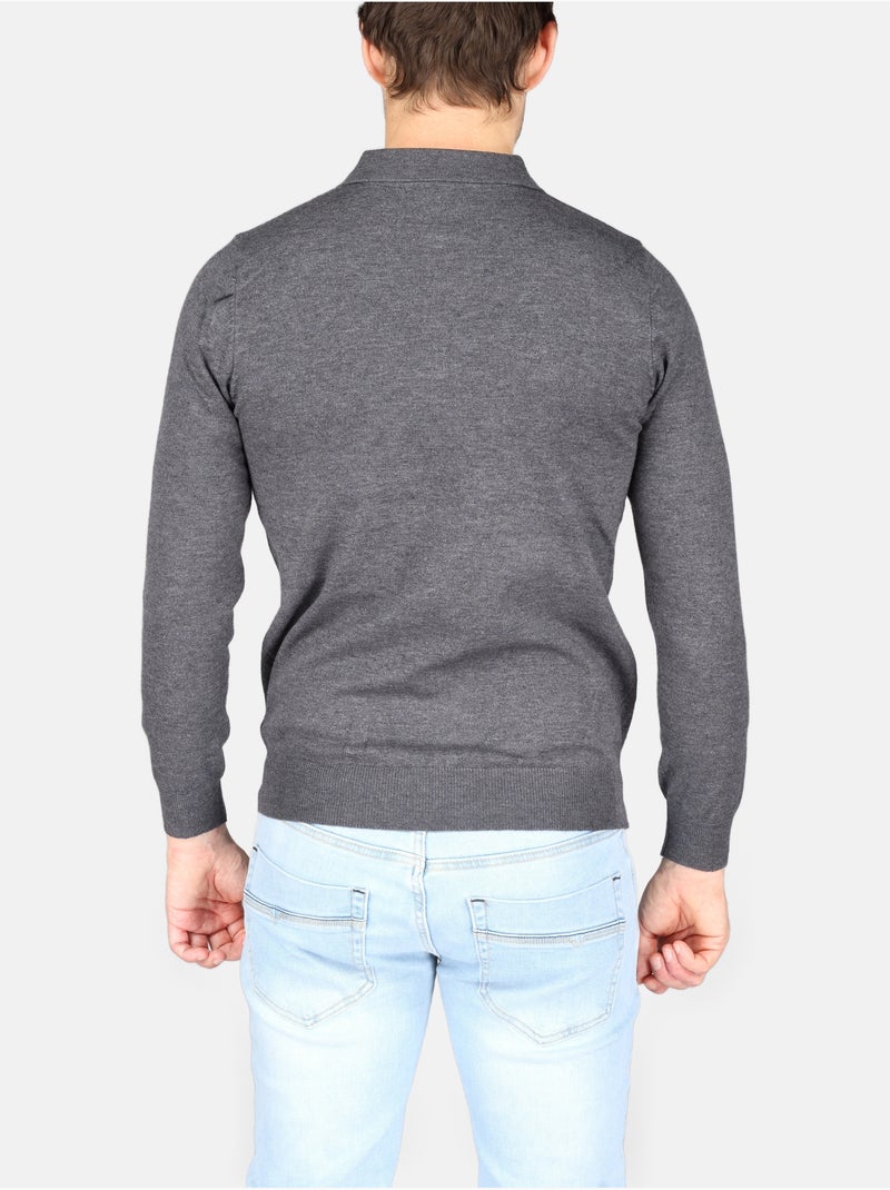 Jersey de vestir con cuello polo y cremallera - Kenzarro Gris oscuro - Kiabi
