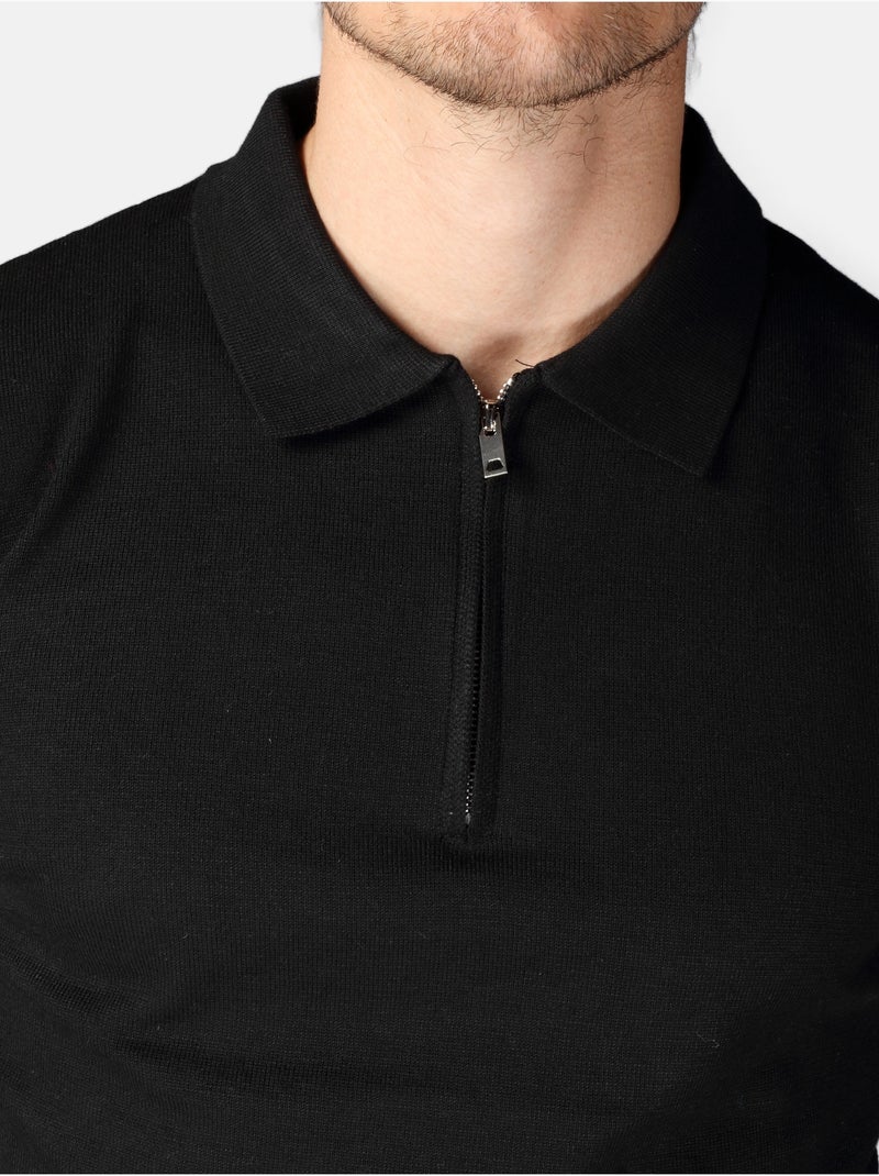 Jersey de vestir con cuello polo y cremallera - Kenzarro Negro - Kiabi