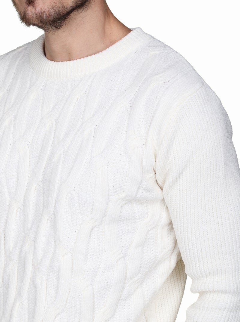 Jersey de vestir con punto trenzado - Kenzarro Blanco - Kiabi