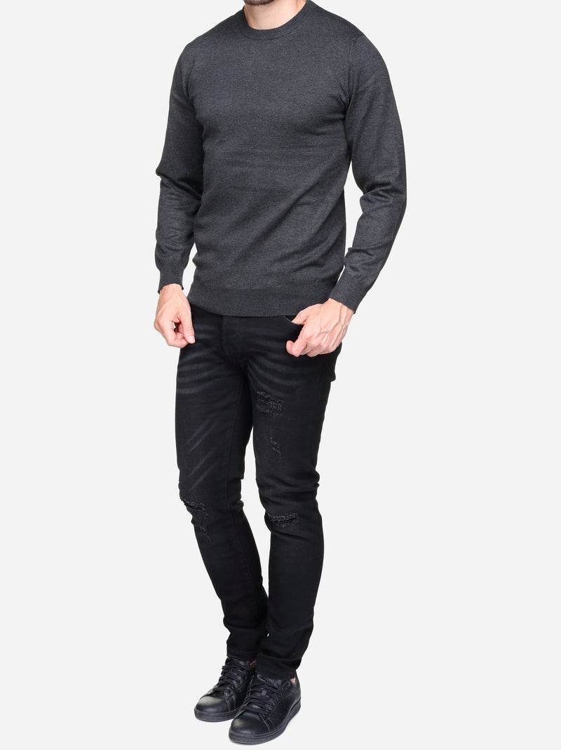 Jersey de vestir de cuello redondo - Frilivin Gris oscuro - Kiabi