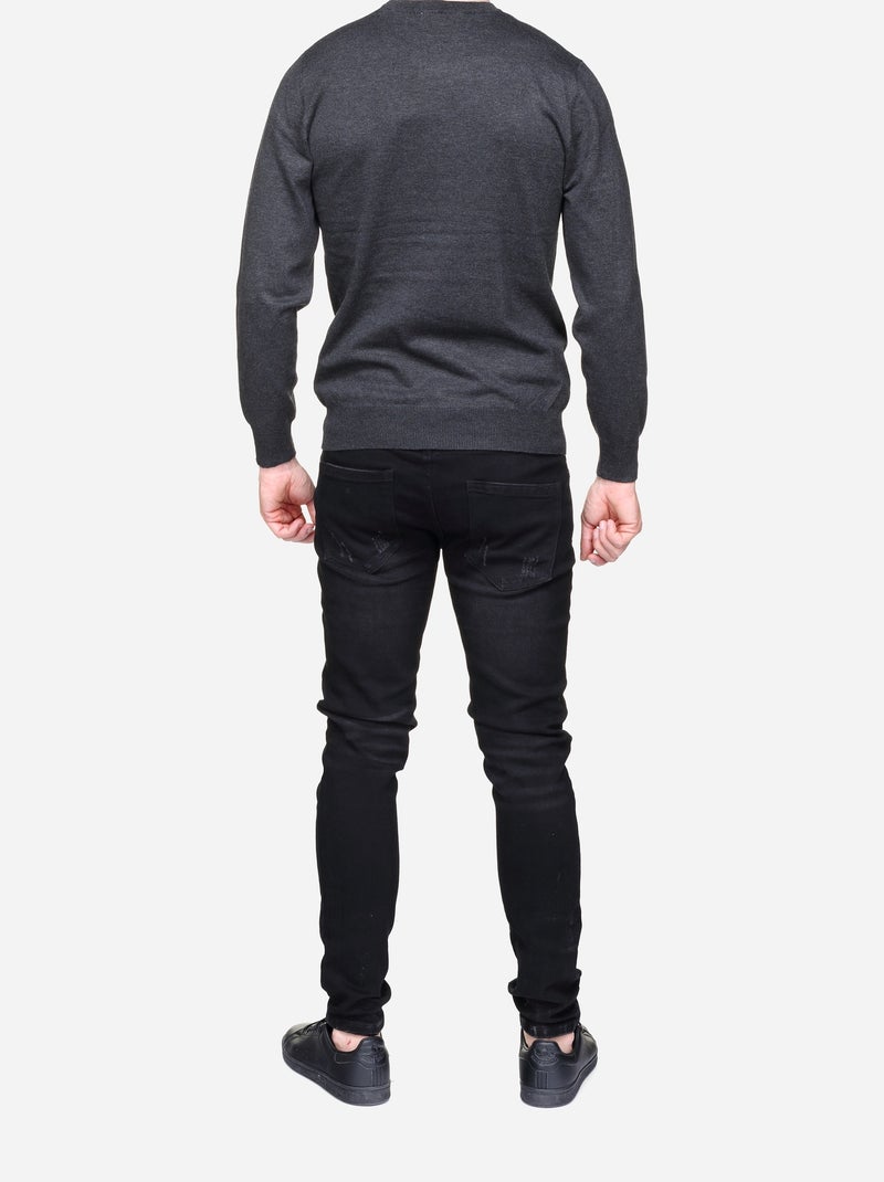 Jersey de vestir de cuello redondo - Frilivin Gris oscuro - Kiabi