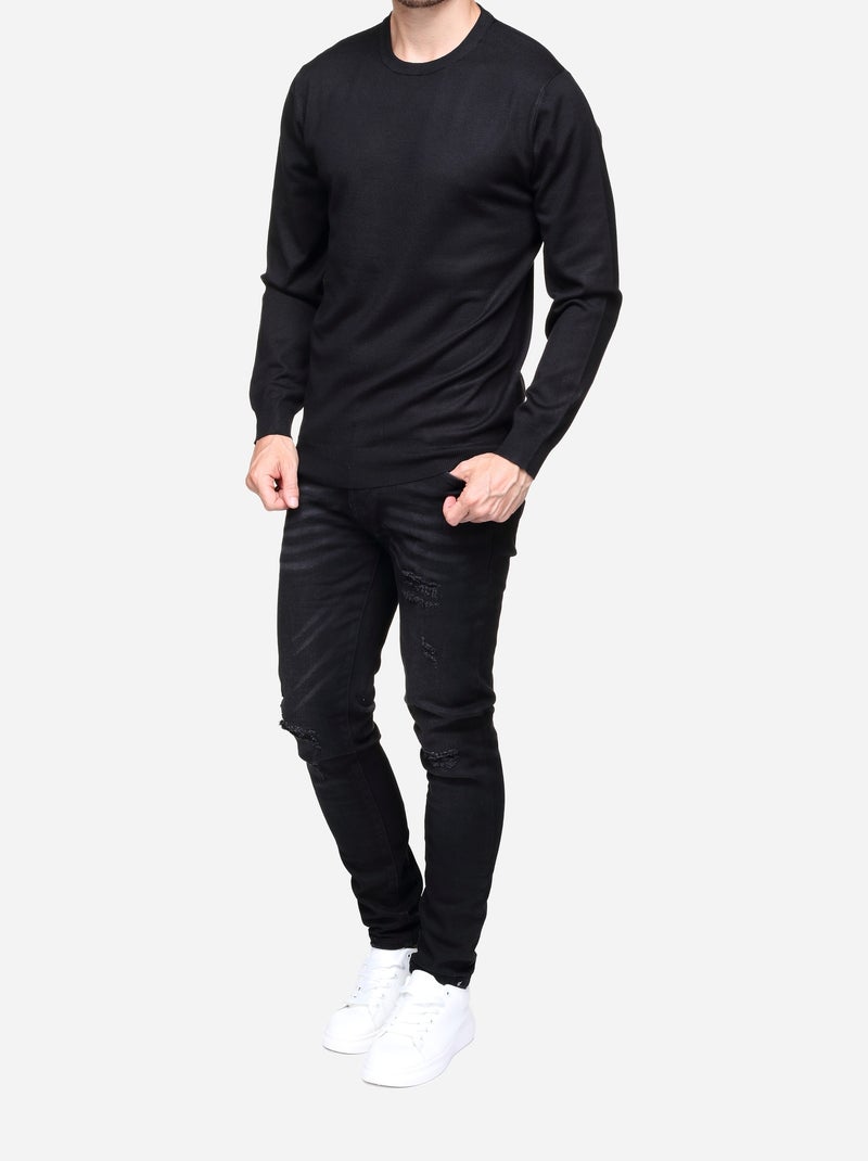 Jersey de vestir de cuello redondo - Frilivin Negro - Kiabi