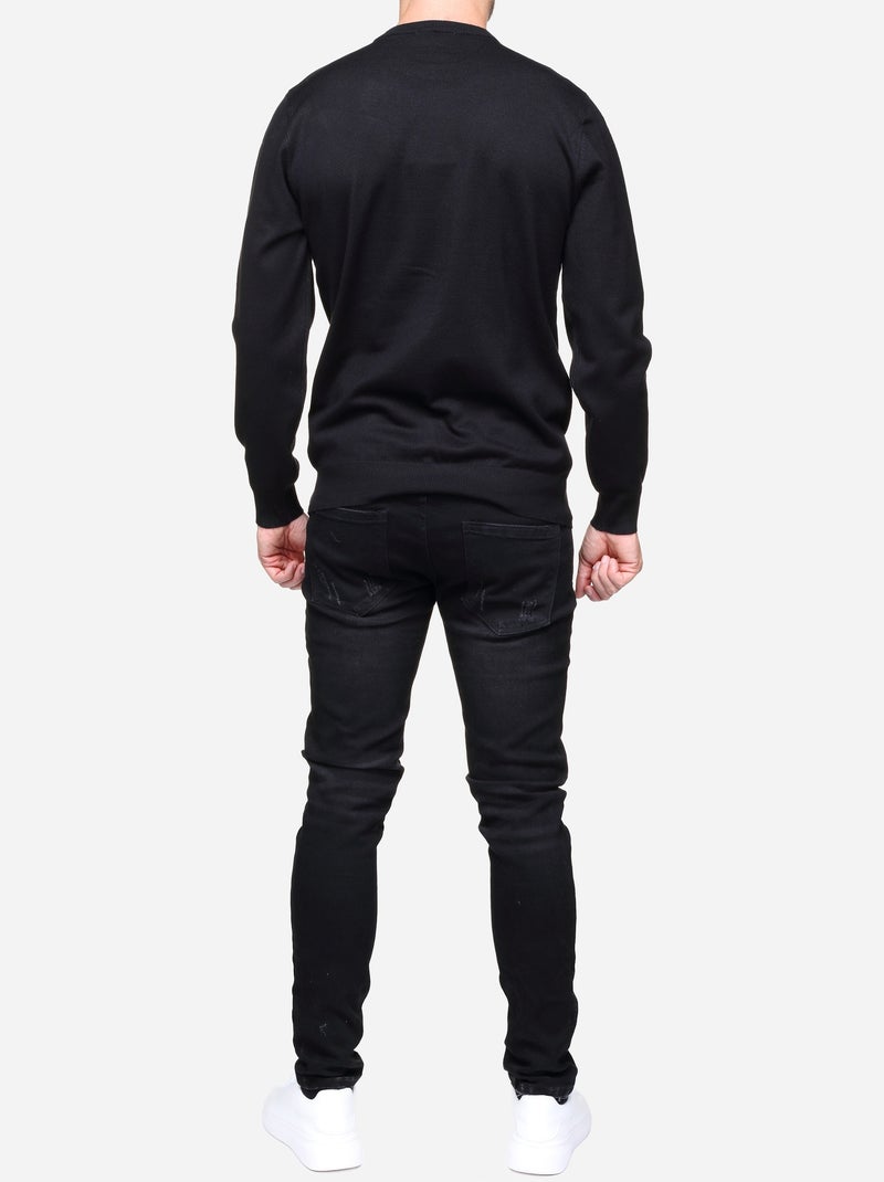Jersey de vestir de cuello redondo - Frilivin Negro - Kiabi