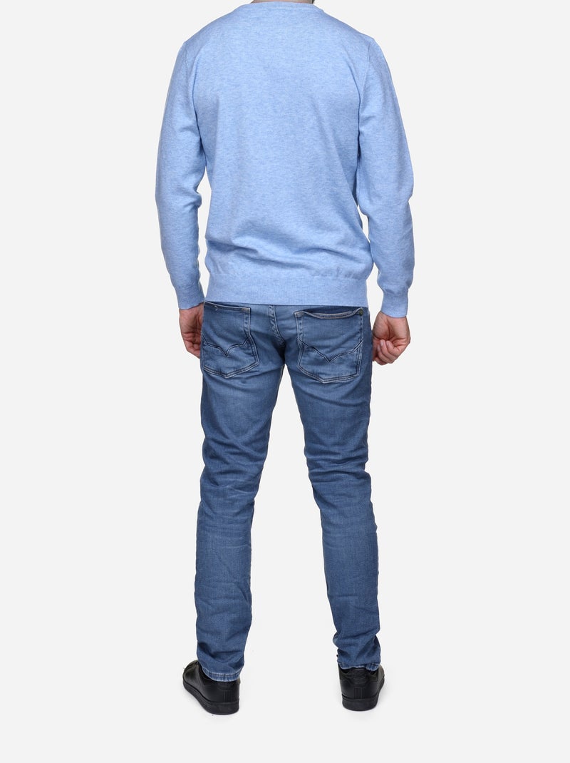 Jersey de vestir de cuello redondo - Yves Enzo Azul - Kiabi
