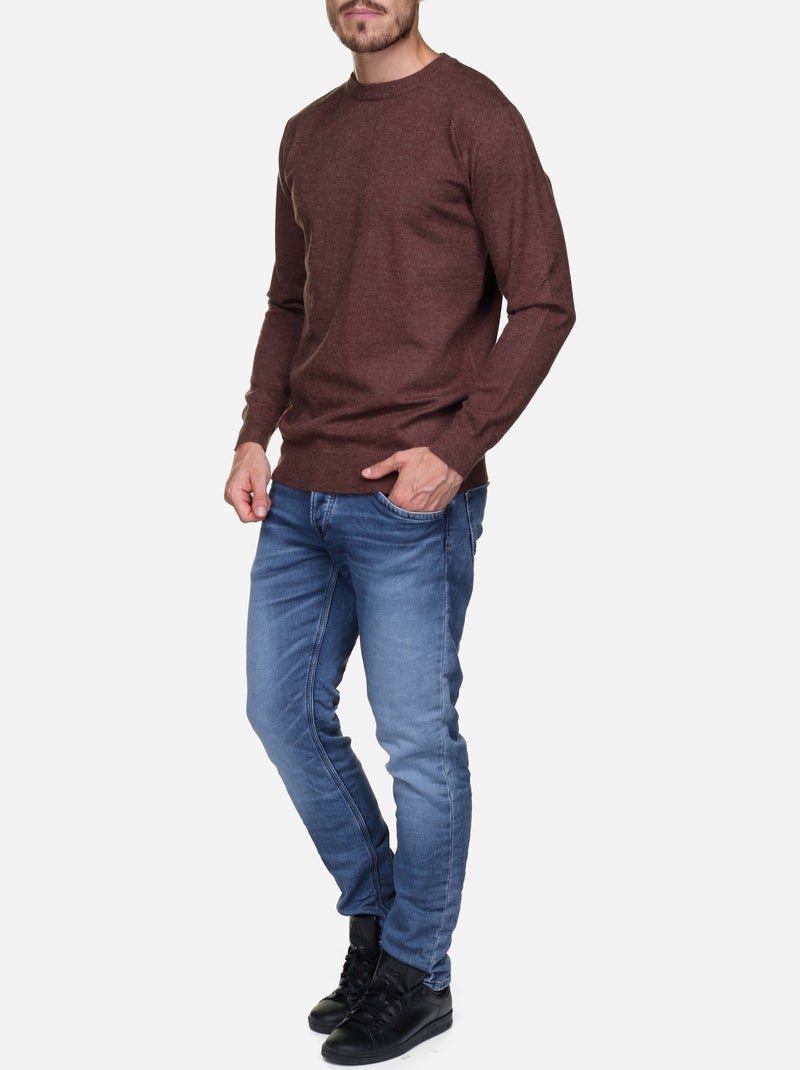 Jersey de vestir de cuello redondo - Yves Enzo Marrón - Kiabi