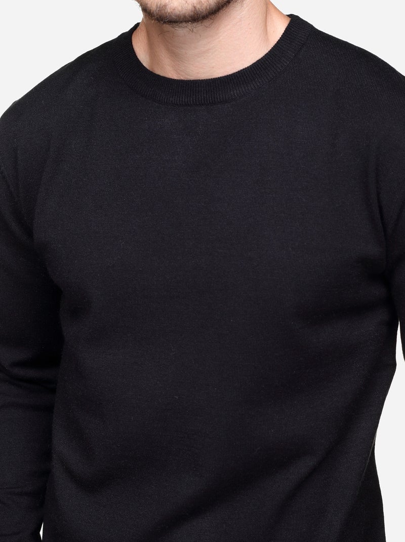 Jersey de vestir de cuello redondo - Yves Enzo Negro - Kiabi