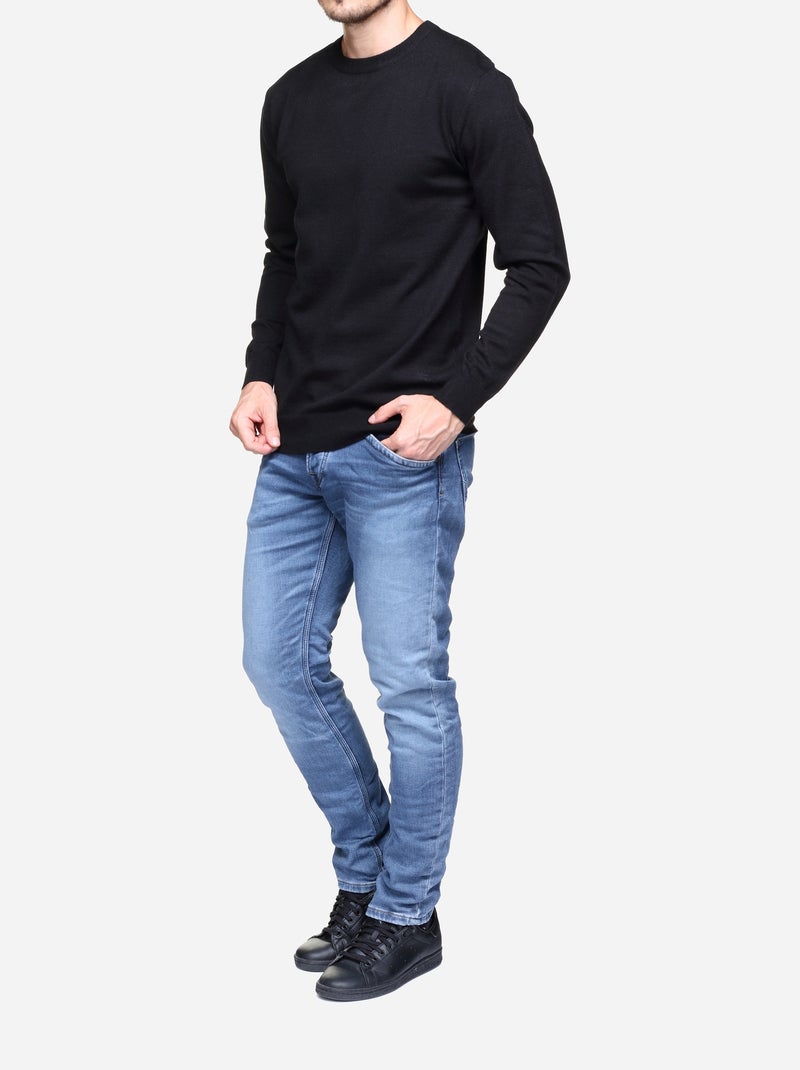 Jersey de vestir de cuello redondo - Yves Enzo Negro - Kiabi