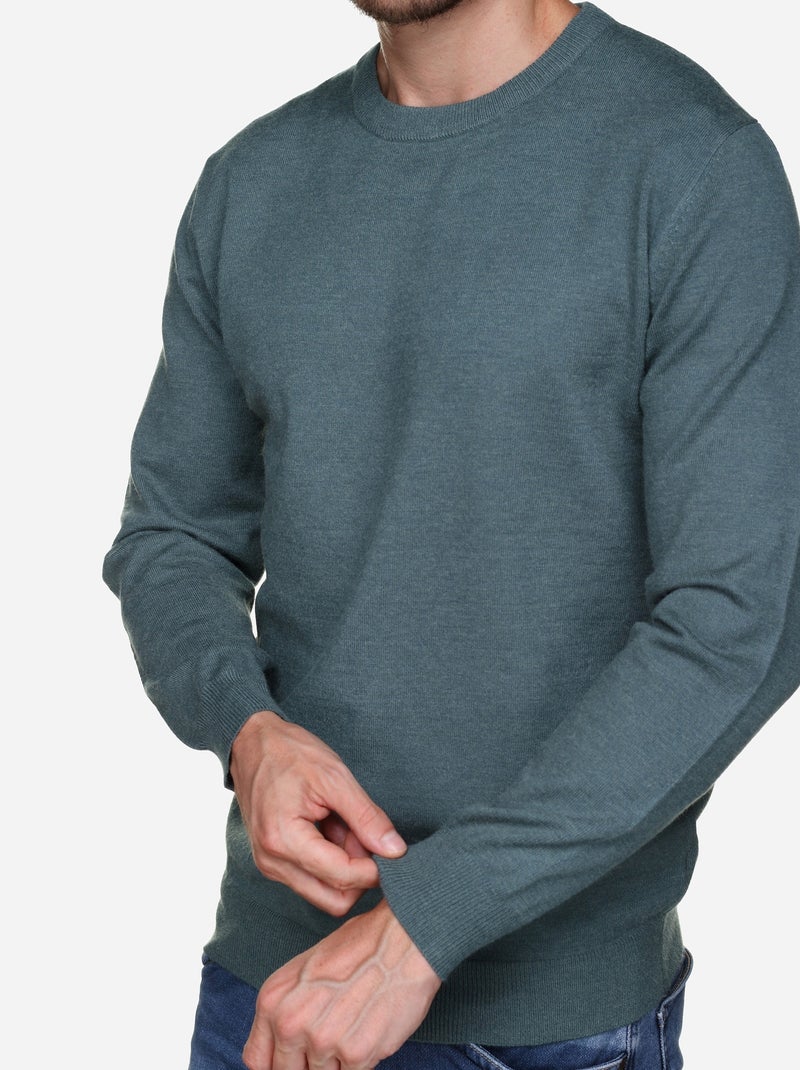 Jersey de vestir de cuello redondo - Yves Enzo Verde - Kiabi