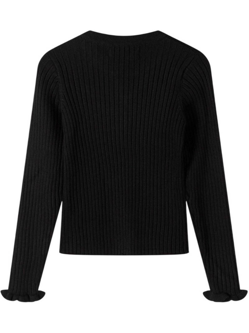 Jersey diseño lisos de acanalado de manga larga niñas - minoti Negro - Kiabi