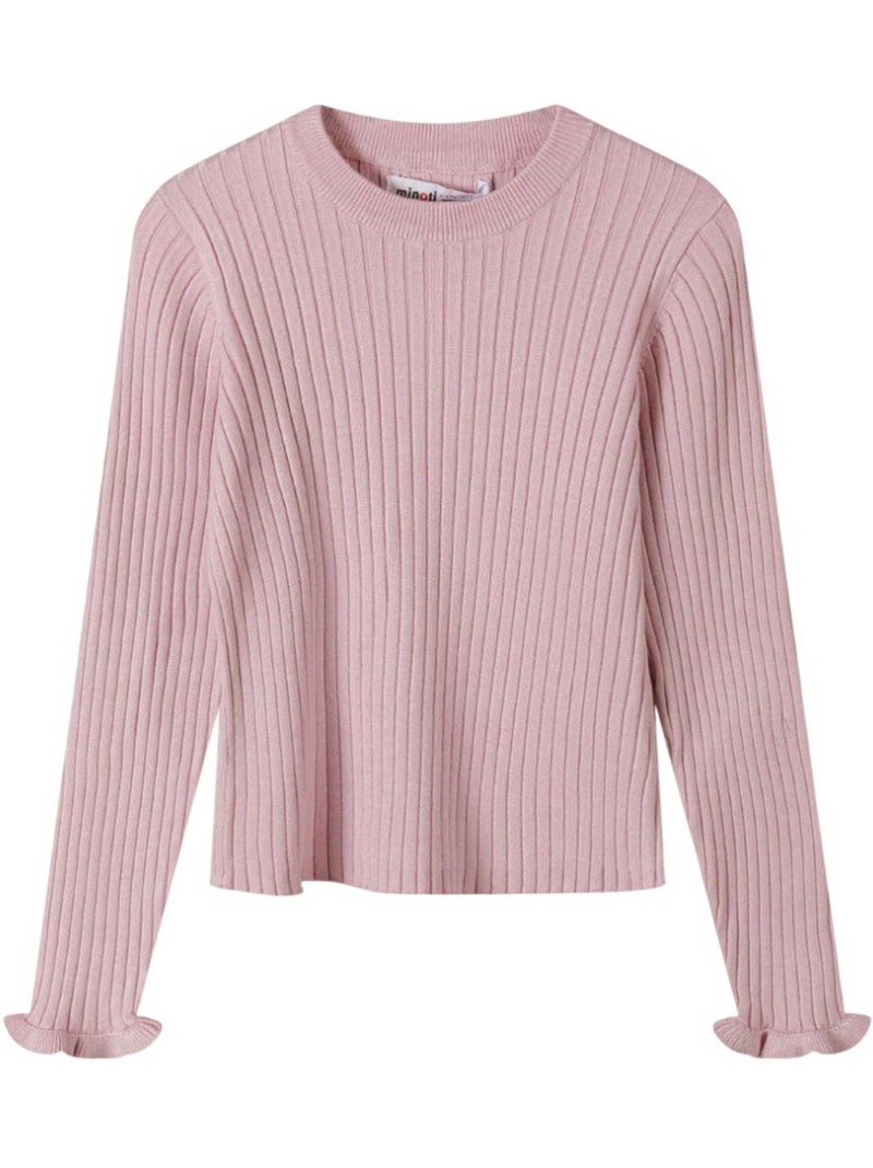 Jersey diseño lisos de acanalado de manga larga niñas - minoti Rosa - Kiabi