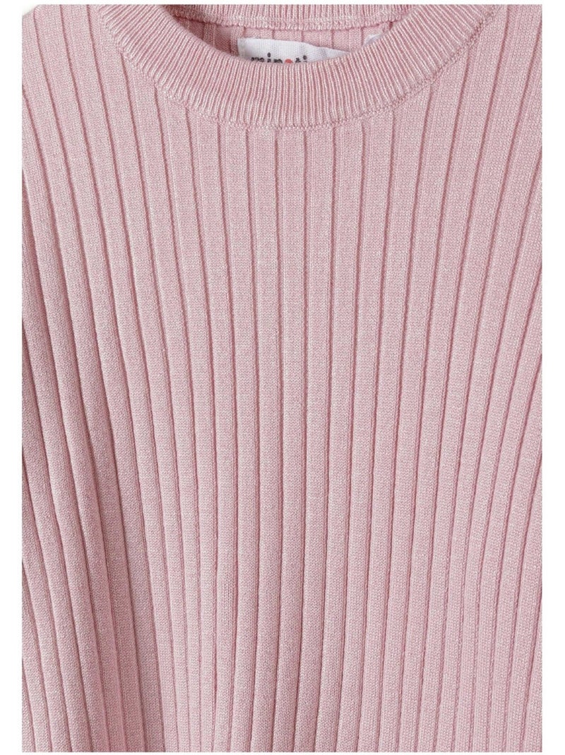 Jersey diseño lisos de acanalado de manga larga niñas - minoti Rosa - Kiabi
