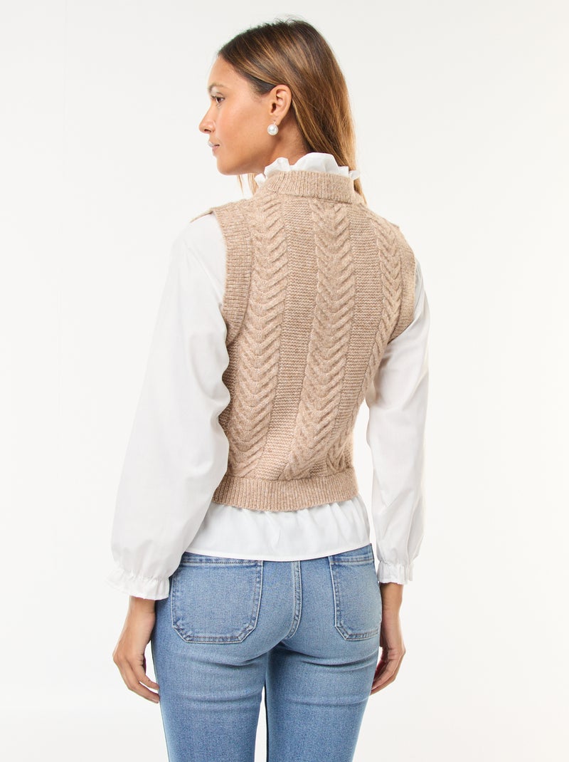 Jersey efecto 2 en 1 con camisa Beige - Kiabi