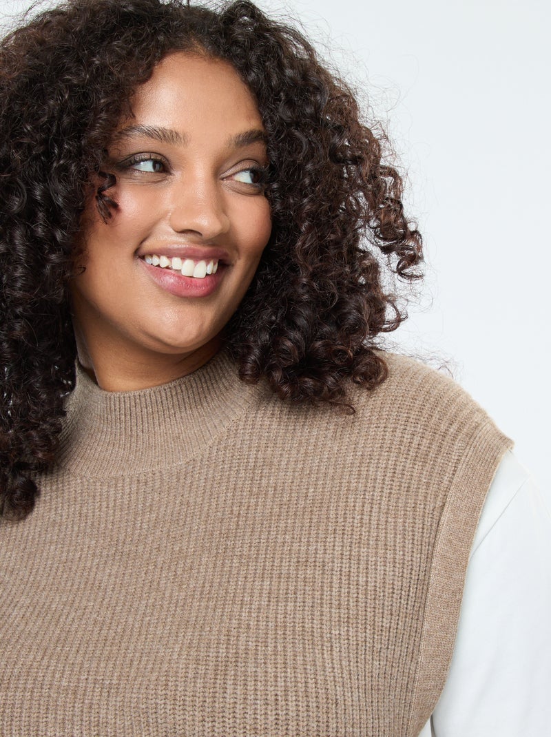Jersey efecto 2 en 1 con lazos para anudar Beige - Kiabi