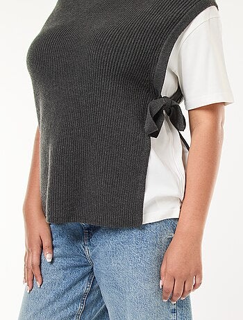 Jersey efecto 2 en 1 con lazos para anudar