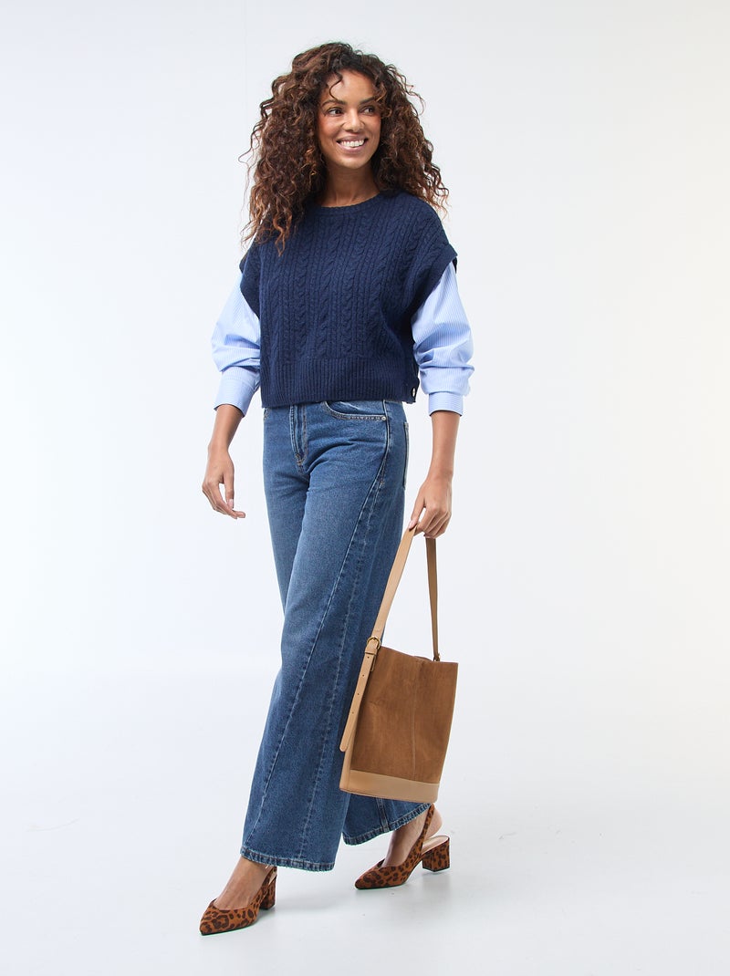 Jersey efecto 2 en 1: jersey + camisa Azul - Kiabi