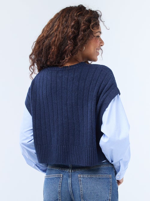 Jersey efecto 2 en 1: jersey + camisa - Kiabi