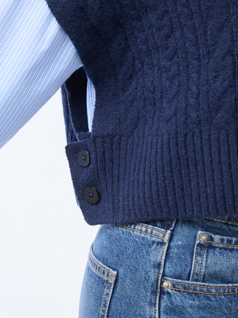 Jersey efecto 2 en 1: jersey + camisa Azul - Kiabi