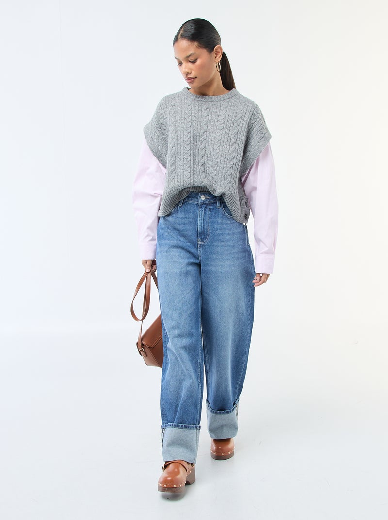 Jersey efecto 2 en 1: jersey + camisa Gris - Kiabi
