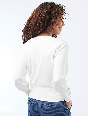 Jersey efecto cárdigan cruzado con botón dorado