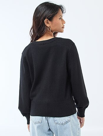 Jersey efecto cárdigan cruzado con botón dorado