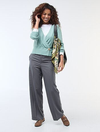 Jersey efecto cárdigan cruzado con botón dorado