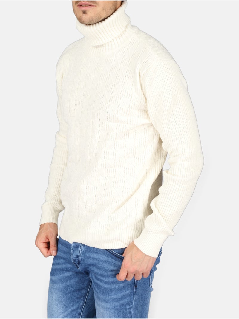 Jersey elegante de cuello alto - Kenzarro Blanco - Kiabi