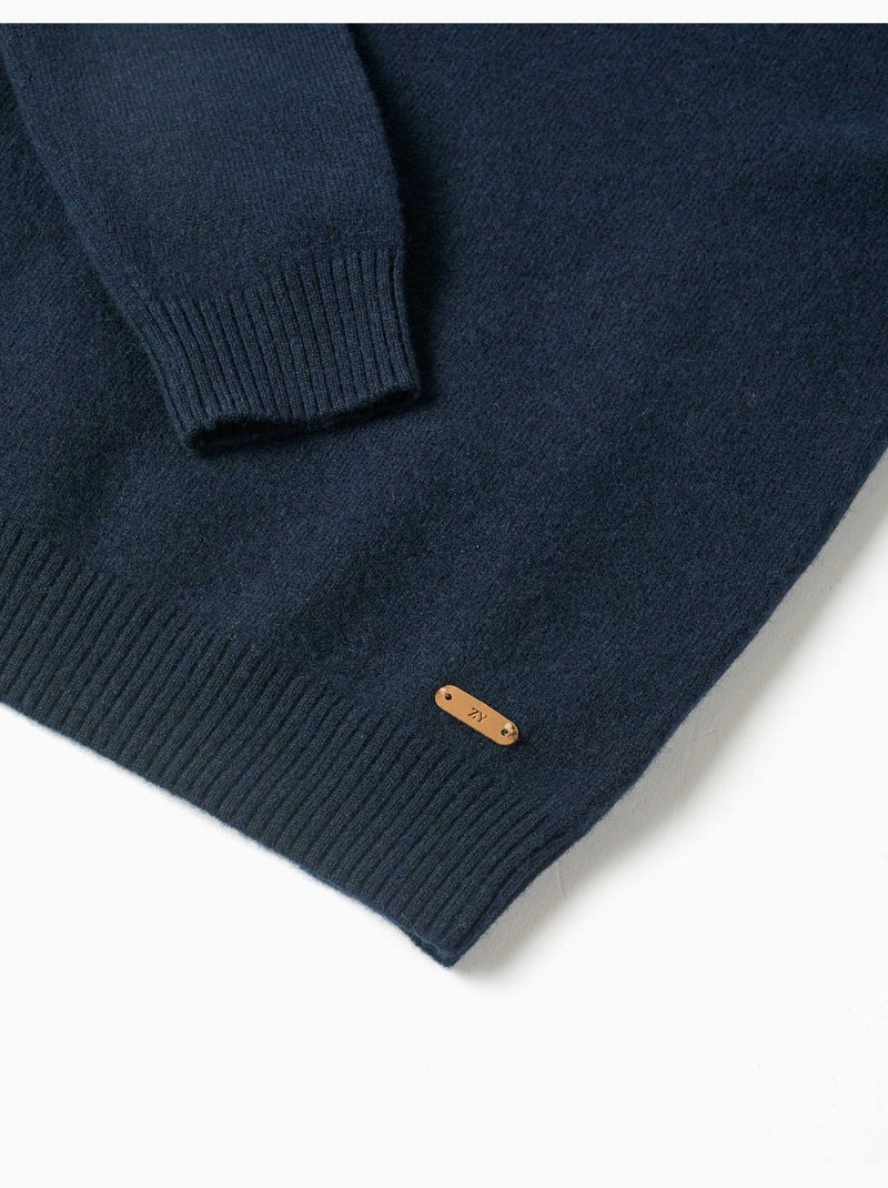 Jersey en mezcla de lana b&s Azul oscuro - Kiabi