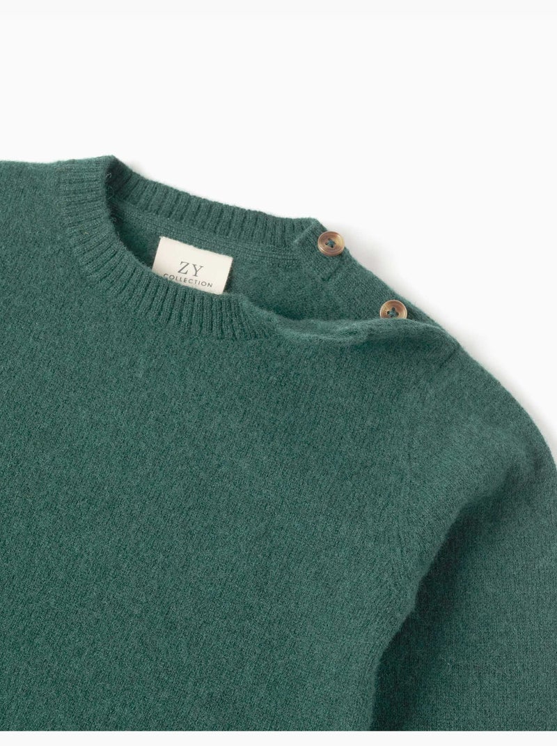 Jersey en mezcla de lana b&s Verde - Kiabi