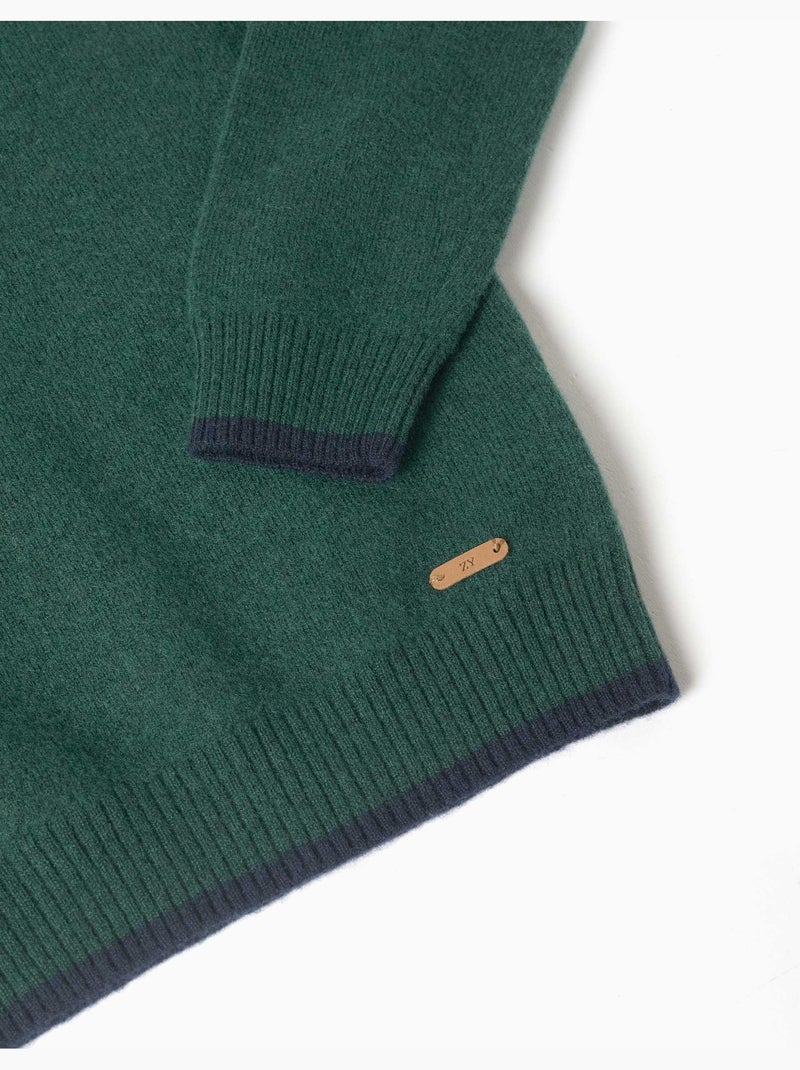Jersey en mezcla de lana b&s Verde oscuro - Kiabi